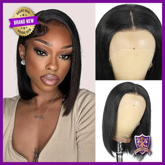 13x6 Lace Front Bob Wig 180% Density Human Hair Glueless Design